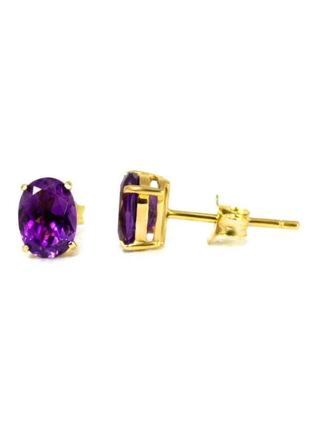 Capri Gold 18 Karat Gold Amethyst Studded Earrings  - Image 2