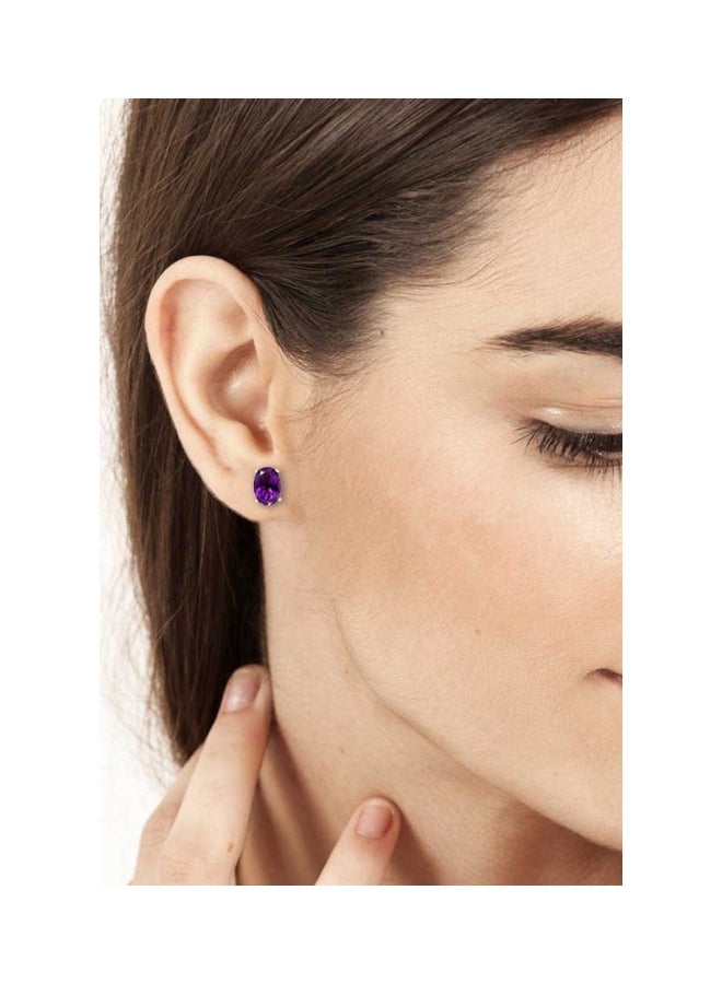 Capri Gold 18 Karat Gold Amethyst Studded Earrings  - Image 3
