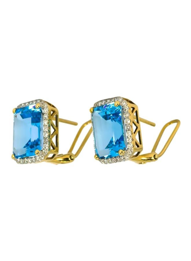 Capri Gold 18 Karat Gold Topaz Emerald-Cut Earrings  - Image 2