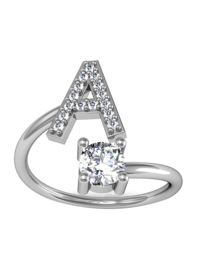 بيوينتي خاتم معدني بتصميم على شكل حرف A مرصع بحجر الراين - Image 1