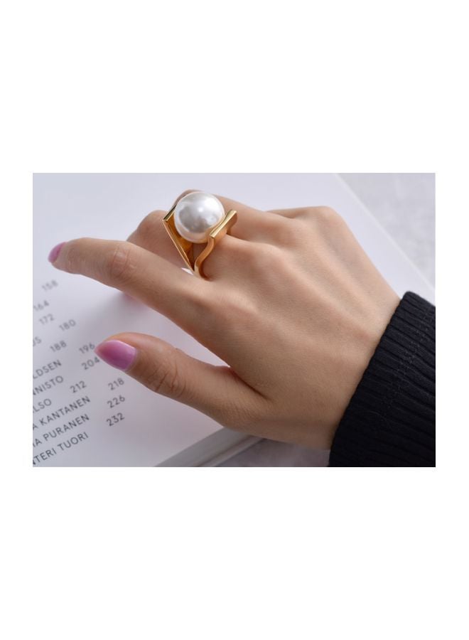 Beauenty Stainless Steel Pearl Studded Ring - Image 2