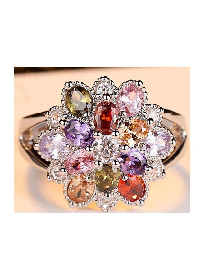 بيوينتي خاتم بتصميم زهرة مرصع بالزركونيا المكعبة ومصنوع من النحاس - Image 2