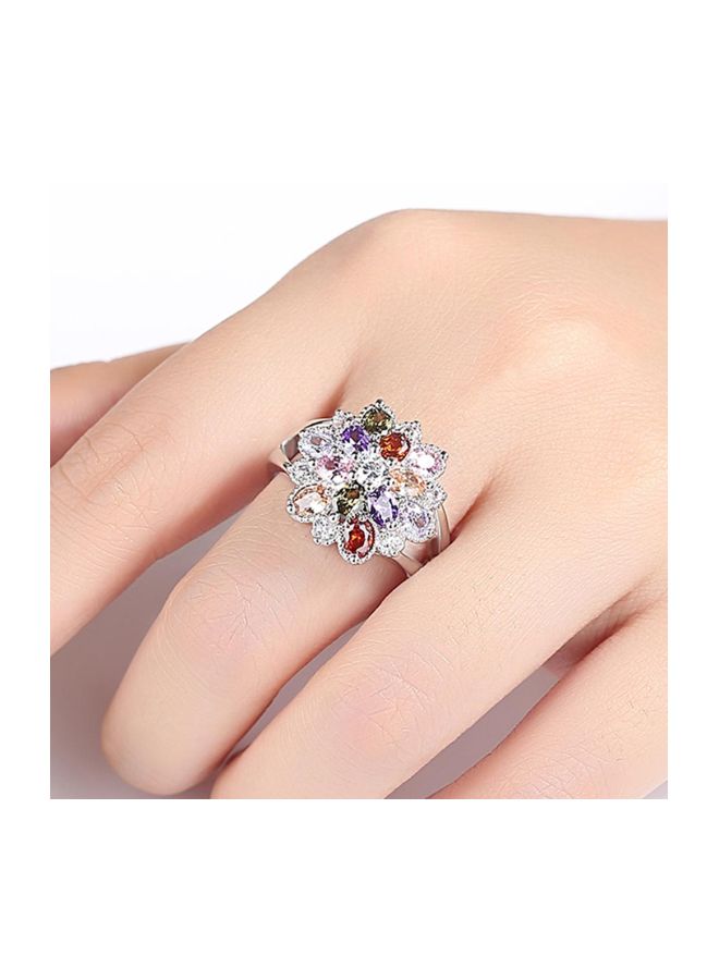 بيوينتي خاتم بتصميم زهرة مرصع بالزركونيا المكعبة ومصنوع من النحاس - Image 3