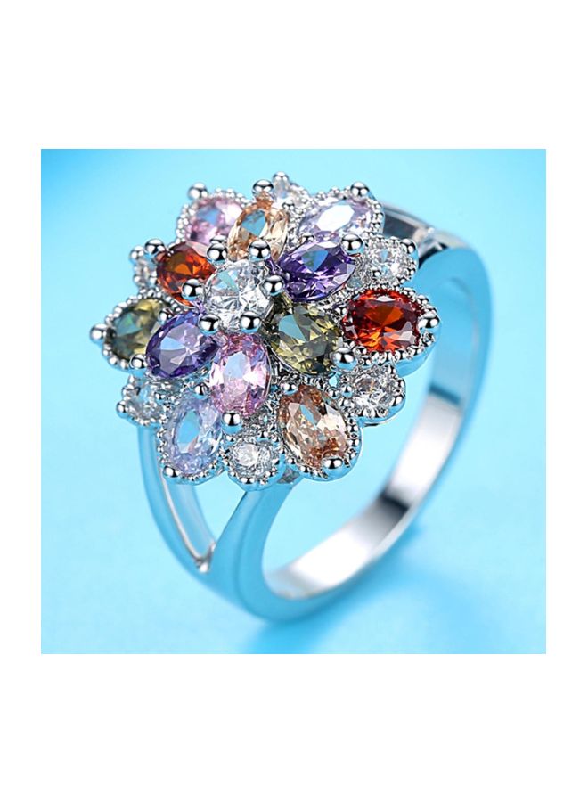 بيوينتي خاتم بتصميم زهرة مرصع بالزركونيا المكعبة ومصنوع من النحاس - Image 5