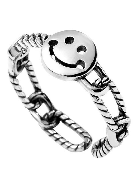 925 Sterling Silver Hollow Smiling Face Ring