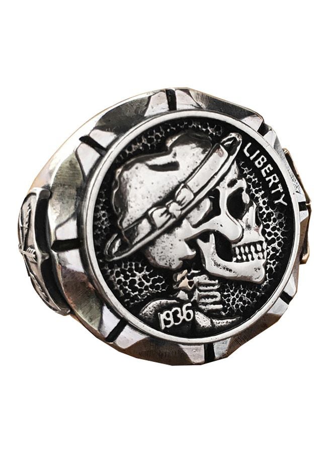 Beauenty Stainless Steel Hobo Nickel Brave Skull Engraved Ring  - Image 1
