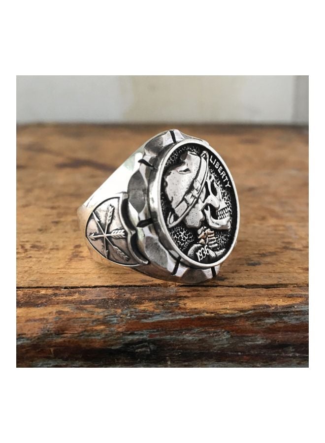 Beauenty Stainless Steel Hobo Nickel Brave Skull Engraved Ring  - Image 3