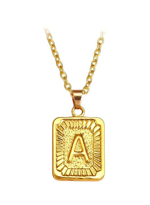 Initial Letter A Embossed Pendant Necklace