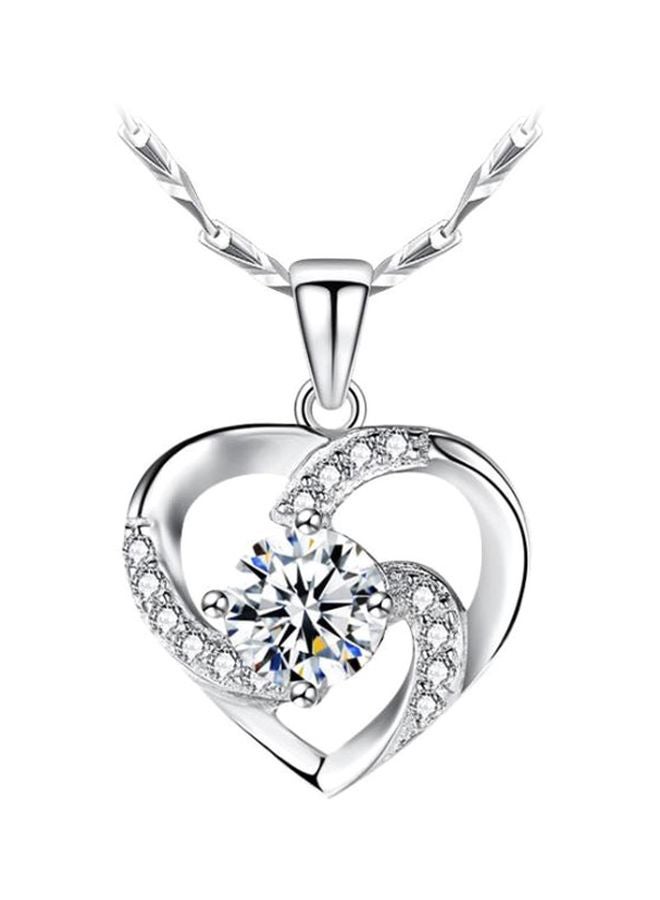 Beauenty - 925 Sterling Silver Cubic Zirconia Studded Heart Pendant Necklace - Image 1