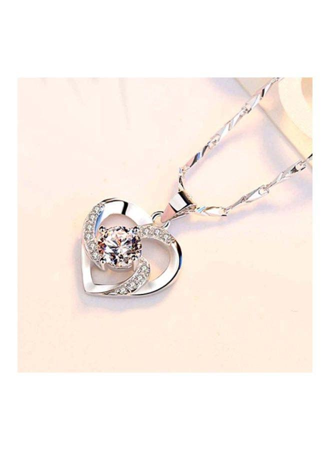 Beauenty - 925 Sterling Silver Cubic Zirconia Studded Heart Pendant Necklace - Image 1