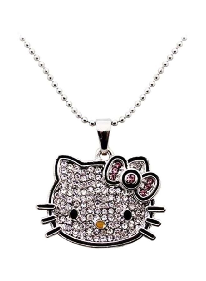 Beauenty Tin Alloy Crystal Studded Hello Kitty Pendant Necklace  - Image 1