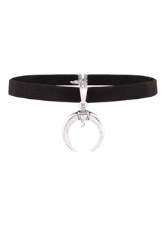Beauenty Leather Velvet Choker With Half Moon Designed Charm  - Image 1