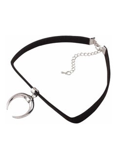 Beauenty Leather Velvet Choker With Half Moon Designed Charm  - Image 2