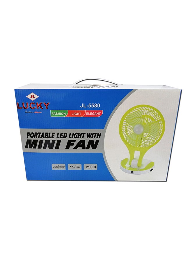 Lucky - Mini Portable Fan with LED Light JL-5580 Blue - Image 1