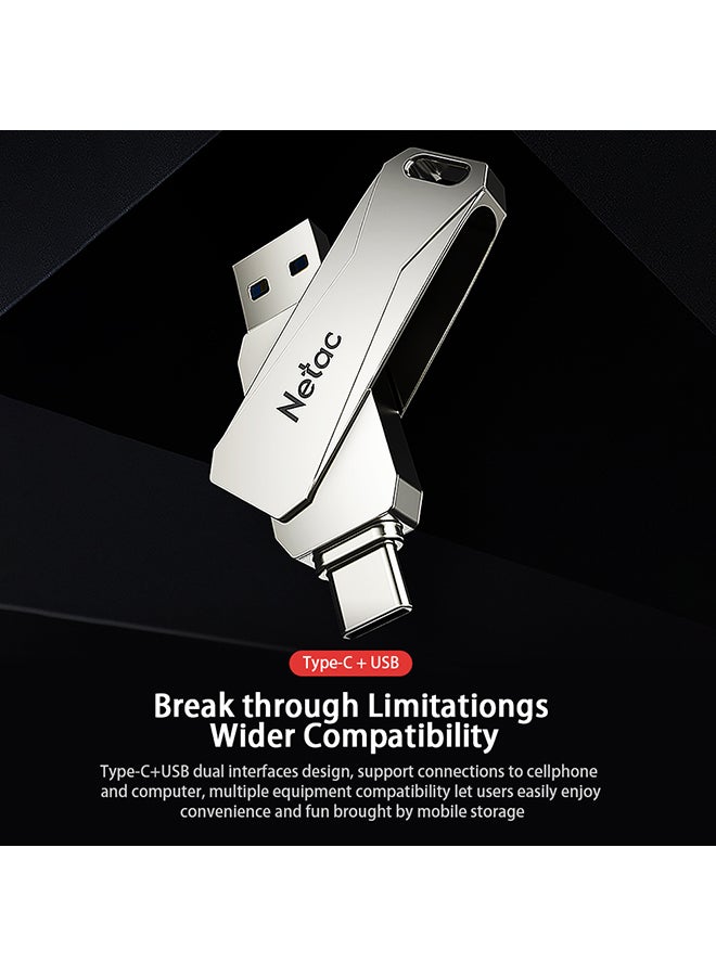 Netac - Type-C USB Double Interface Flash Drive Plug U782C Silver - Image 1