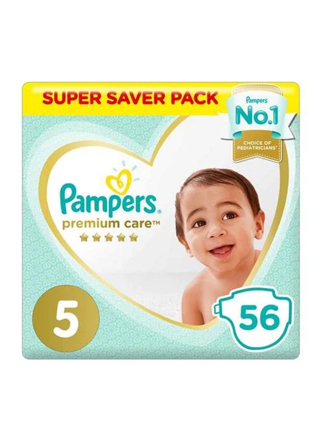 Pampers Premium Care Diapers, Size 5, Junior, 11-16 kg, Super Saver Pack, 56 Count