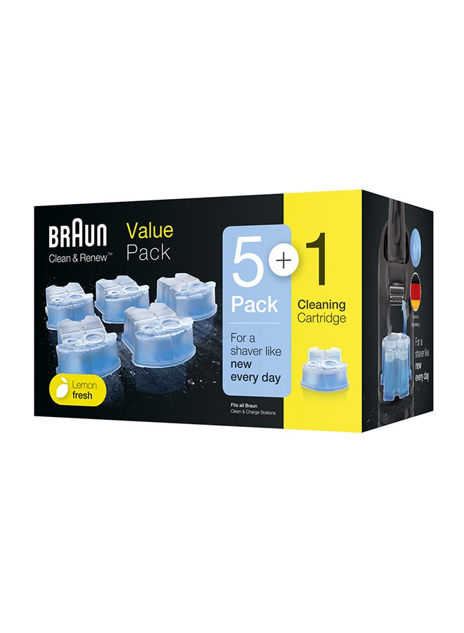 BRAUN - 6-Pack Clean And Renew Cartridge For All Shavers Blue - Image 1