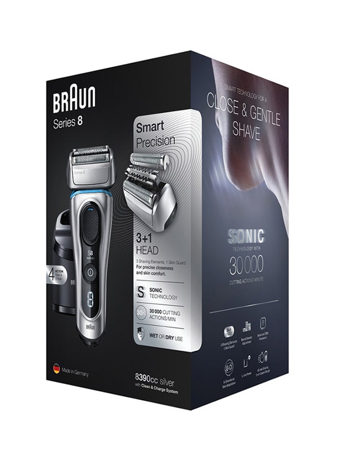 BRAUN Series 8 8390cc Smart Sonic Technology Shaver Set Silver/Black  - Image 3