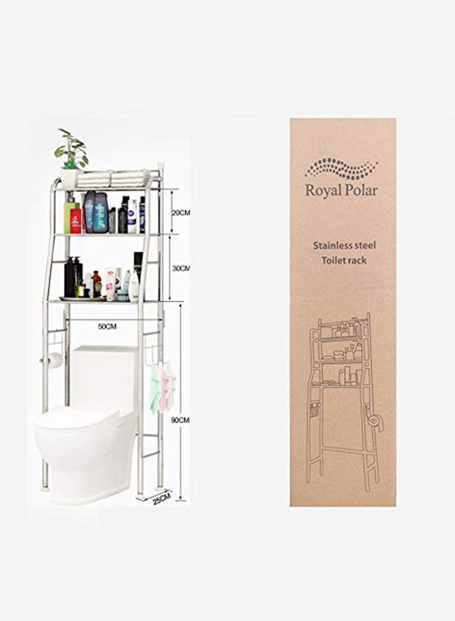 Royal Polar 3-Tier Over The Toilet Shelf Rack Silver  - Image 2
