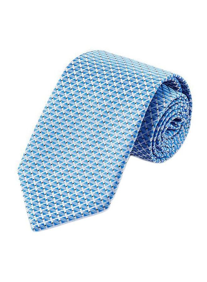 5-Piece Tartan Pattern Necktie Set Blue/Silver - Image 2