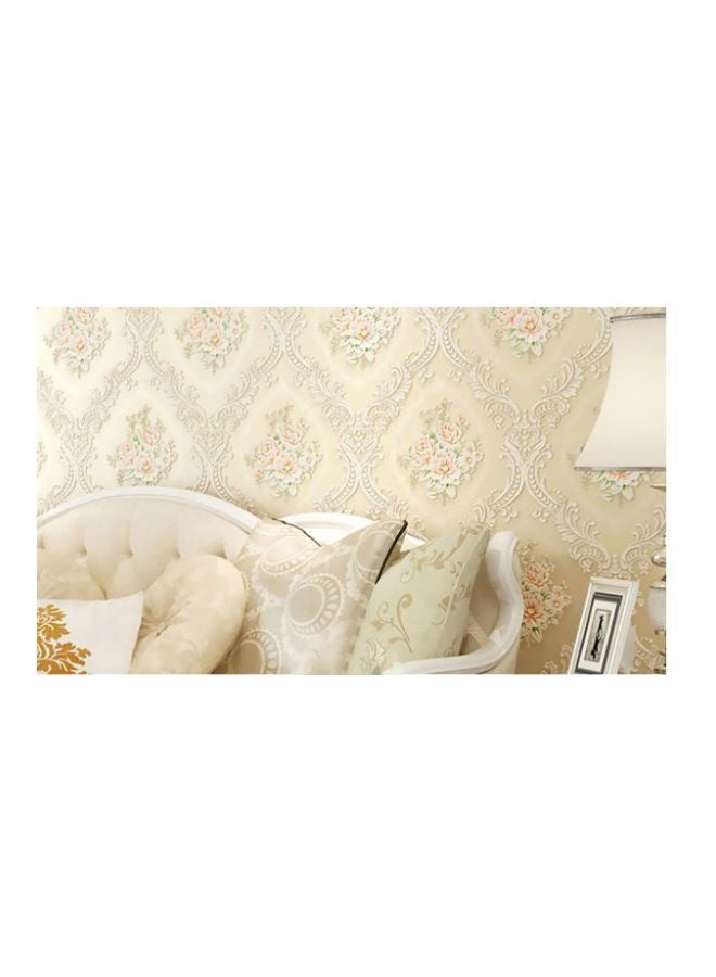 Qiangtie Flower Pattern Self-Adhesive Wall Sticker Beige/White 2x0.53meter 