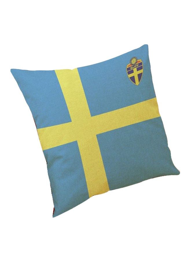 2018 World Soccer Cup Printed Cushion Cover Blue/Yellow 48x48cm - Image 1
