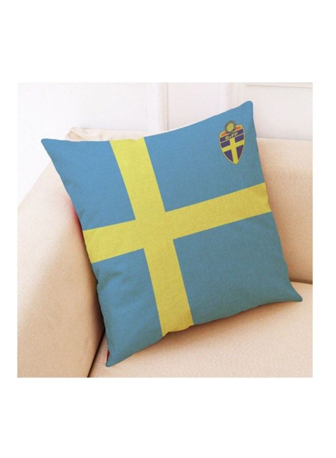 2018 World Soccer Cup Printed Cushion Cover Blue/Yellow 48x48cm - Image 2