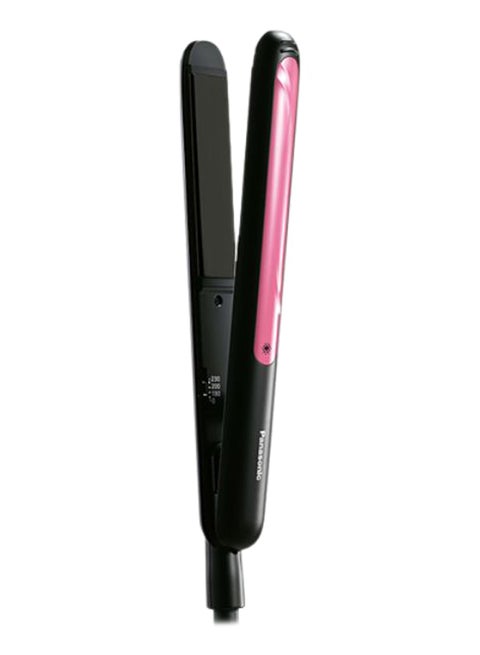 2-Way Smooth Sliding Ceramic Plate Hair Straightener Curler, Eh-Hv21 Black/Pink