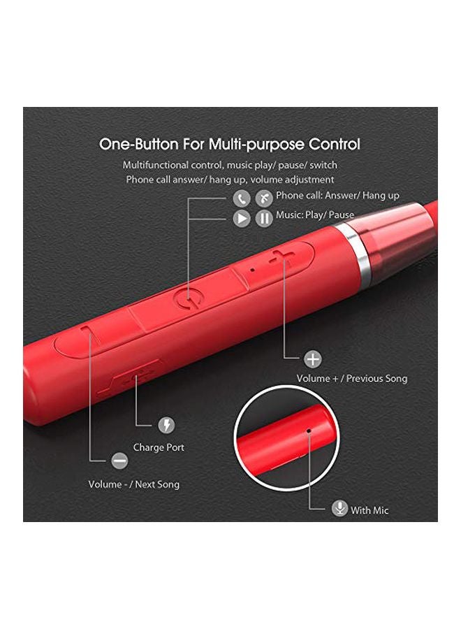 Lenovo HE05 In Ear Neckband Bluetooth Earphones Red - Image 4