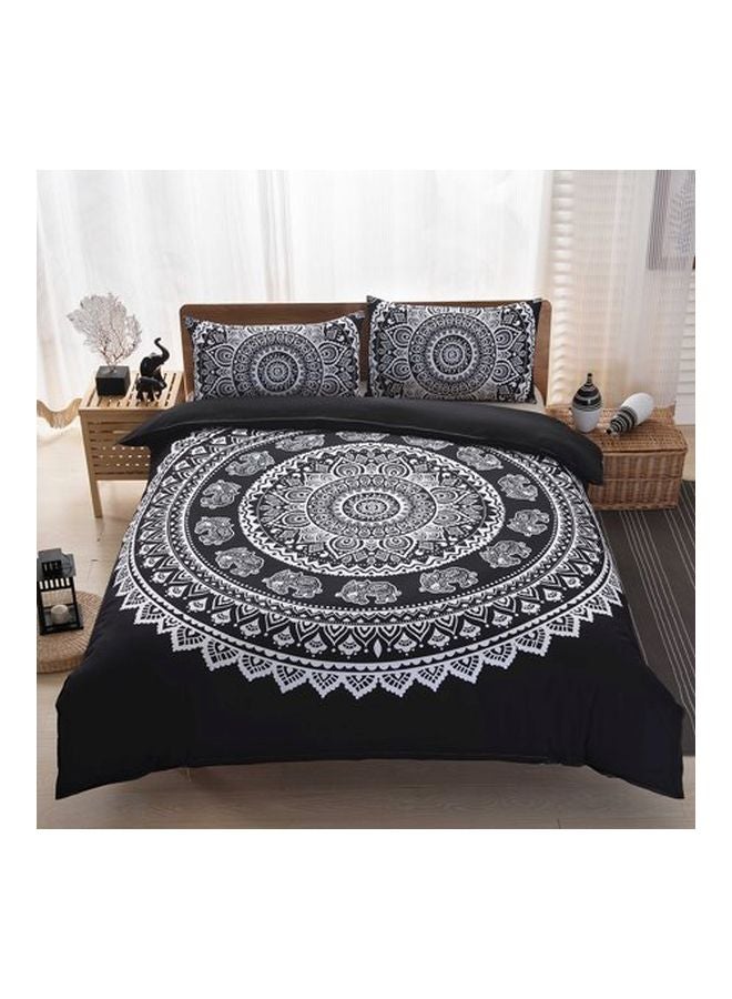 طقم مفارش أسرّة مصنوعة من البوليستر ومزينة بطبعة من 3 قطع polyester أسود/أبيض 