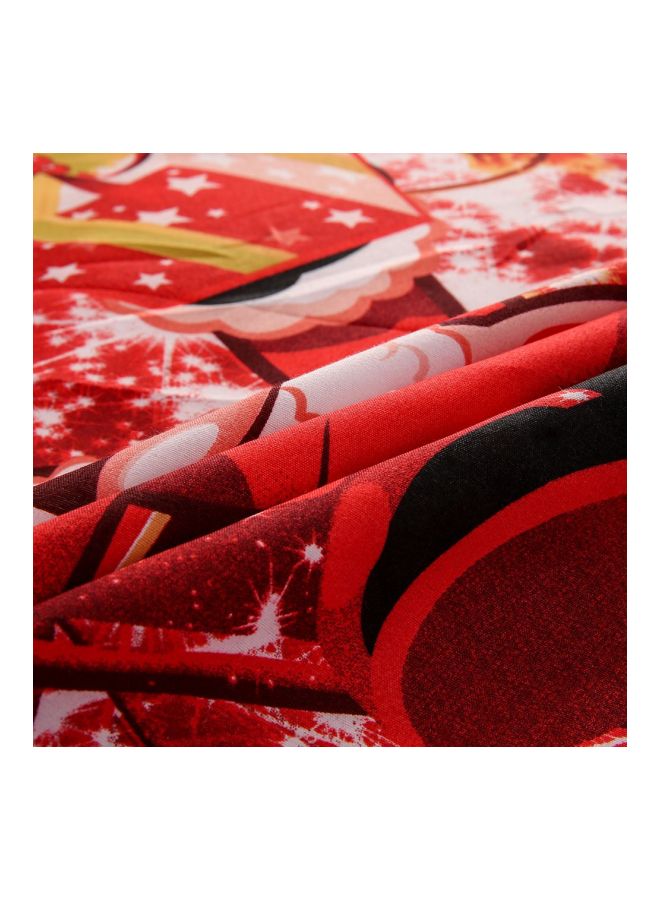 4-Piece 3D Printed Duvet Cover Set Polyester Red/White/Black - Image 4