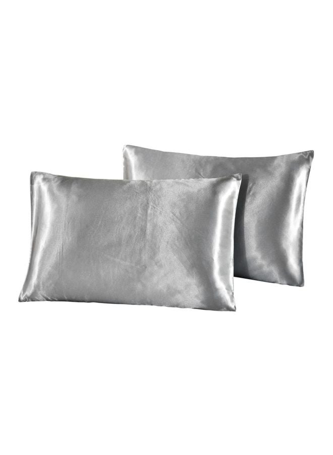 2-Piece Polyester Pillowcase Set polyester Grey Queen - Image 1