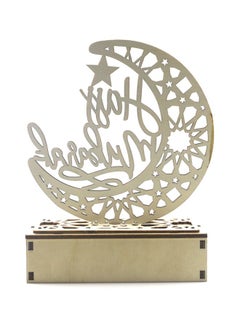 Generic Hajj Mubarak Themed Decorative Wooden LED Light Beige/Brown 16.0x16.0x2.5centimeter  - Image 2