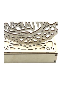 Generic Hajj Mubarak Themed Decorative Wooden LED Light Beige/Brown 16.0x16.0x2.5centimeter  - Image 5
