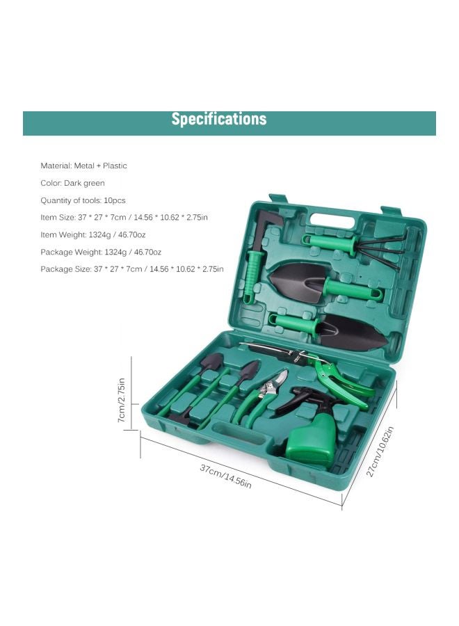 Generic 10-Piece Garden Tool Set Dark Green 37x7x27centimeter  - Image 2