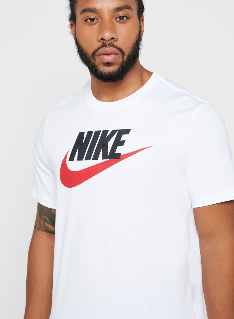 Nike Futura Icon Crew Neck T-Shirt White/Black/Red - Image 3
