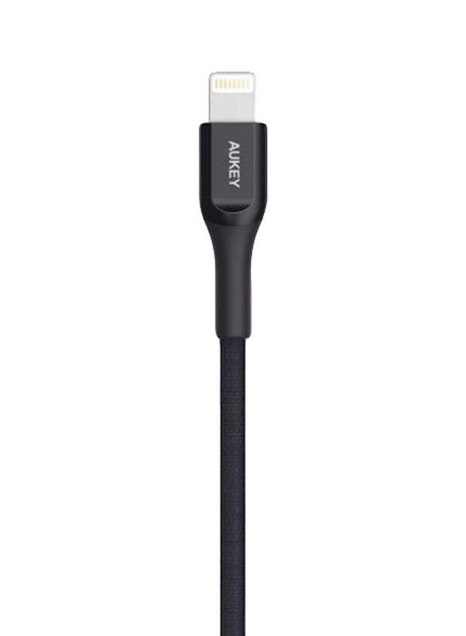Aukey USB A To Lightning Kevlar Data Sync and Charging Cable Black - Image 2
