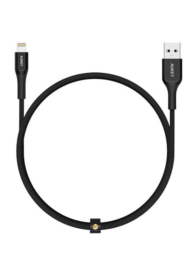 Aukey USB A To Lightning Kevlar Data Sync and Charging Cable Black - Image 1