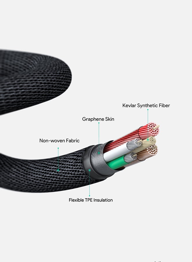 Aukey USB A To Lightning Kevlar Data Sync and Charging Cable Black - Image 4