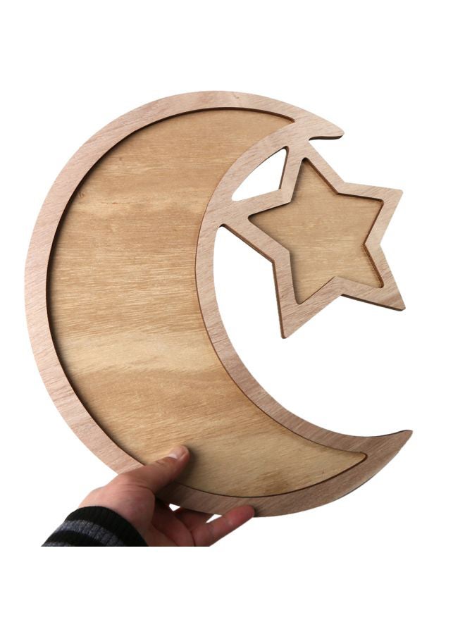 صينية تقديم الضيافة للحفلات بتصميم عيد مبارك مصنوعة من الخشب بني 35.2x33.5x0.9سم  - Image 2