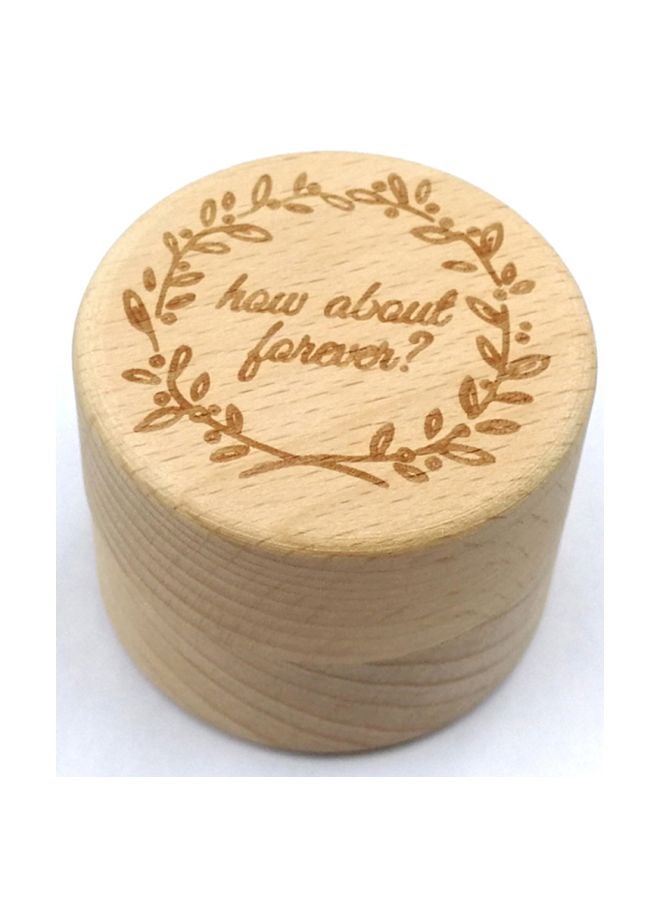 How About Forever Printed Wooden Round Beech Wedding Ring Box 5.2x5.2x4.2cm  - Image 3