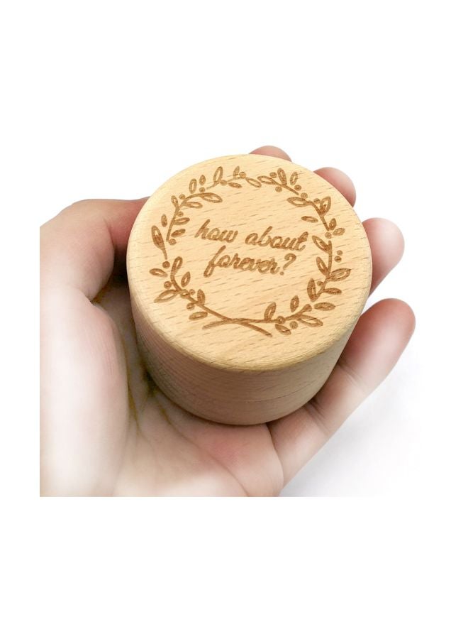 How About Forever Printed Wooden Round Beech Wedding Ring Box 5.2x5.2x4.2cm  - Image 2