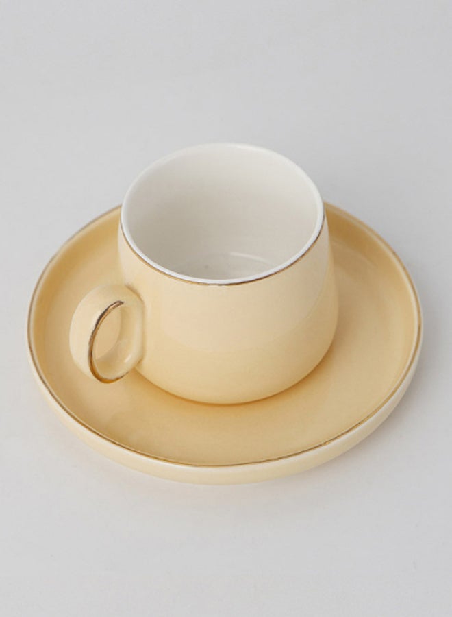 Shuer Round Shaped Handle Cup And Saucer Set Beige/Gold  - Image 2