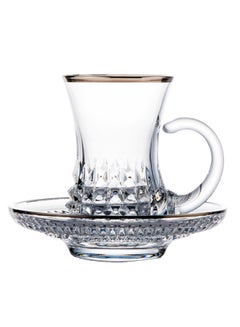 روغاسكا Diamond Tea Cup And Saucer Set Clear/Platinum Clear/Brown 