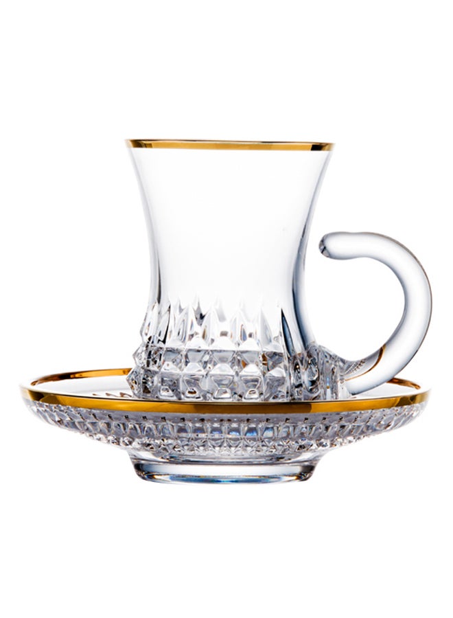 Diamond Tea Cup And Saucer Set Clear/Gold
