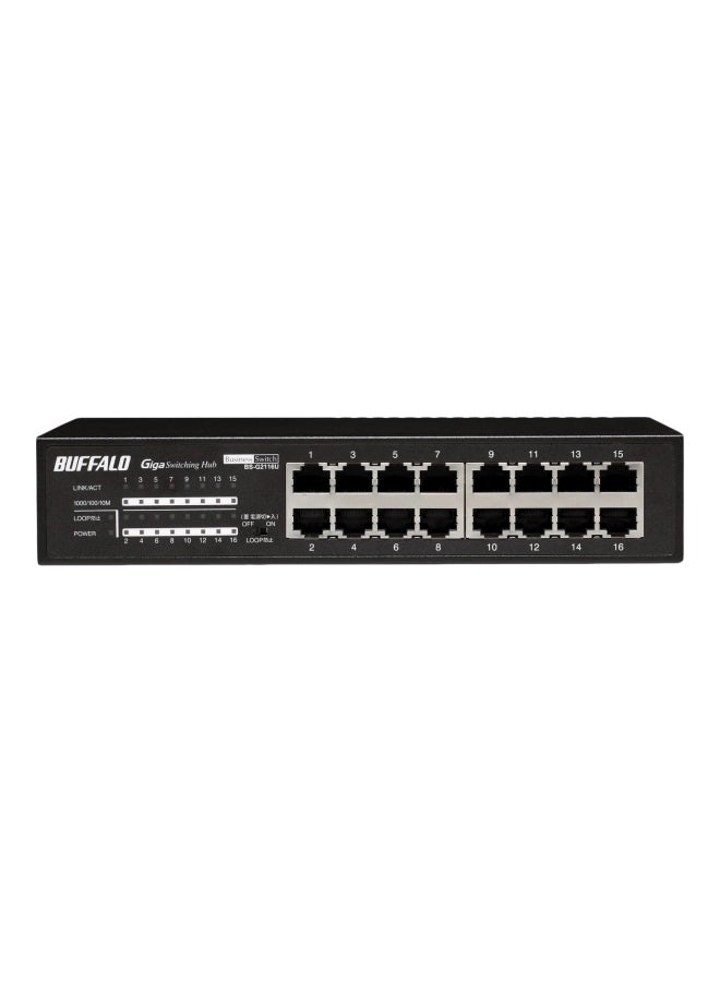 Buffalo 16-Port Rack Mountable Business-Class Unmanaged Gigabit Switch Black/Silver - Image 1