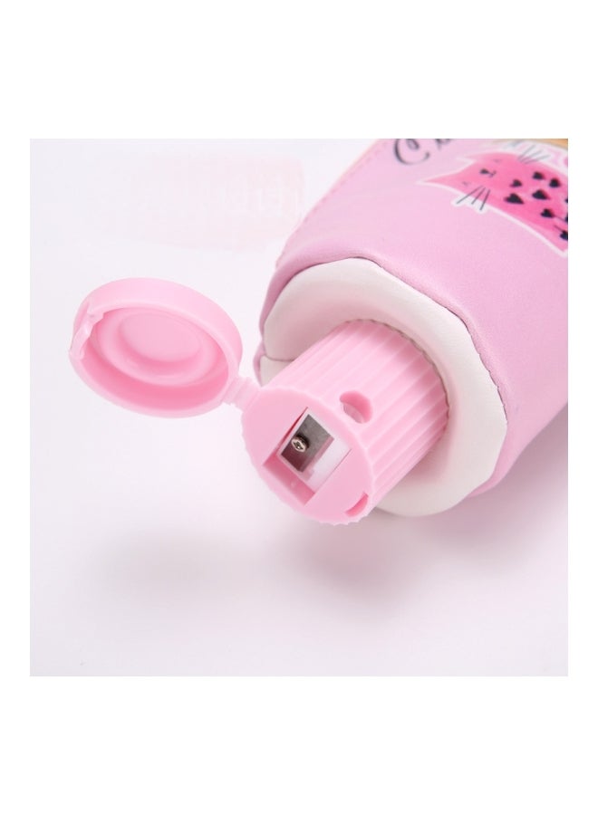 بيوينتي حقيبة أقلام رصاص مطبوع عليها رسومات قطط وبتصميم أنبوب معجون أسنان وردي/ بني/ أزرق - Image 3