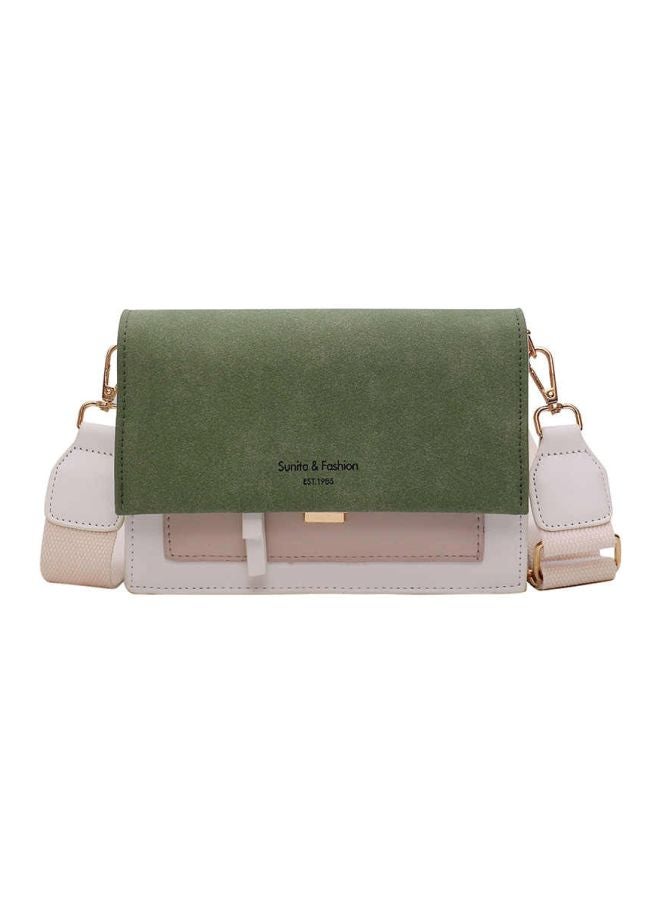 Beauenty Scrub Leather Crossbody Bag Green/White/Beige  - Image 1