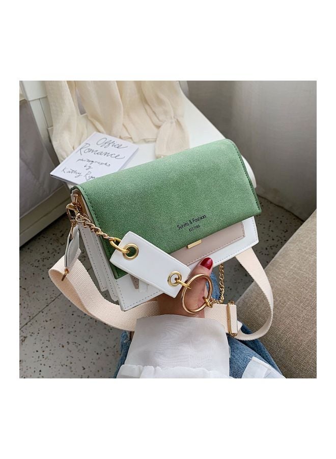 Beauenty Scrub Leather Crossbody Bag Green/White/Beige  - Image 3