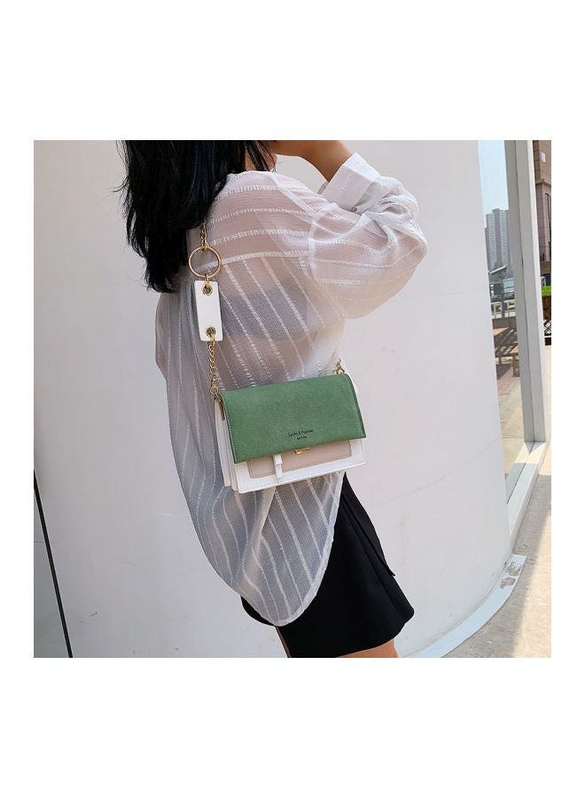 Beauenty Scrub Leather Crossbody Bag Green/White/Beige  - Image 4